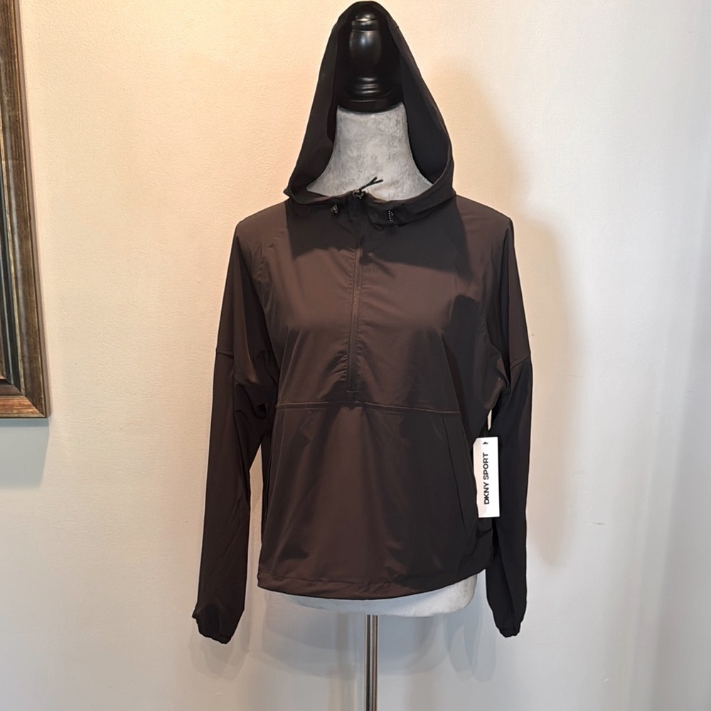 DKNY Sport black Hooded Pullover wind jacket NWT M